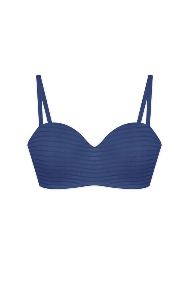 Çok Renkli 3'lü Pamuklu Mikro Kaplı  Straplez Sütyen İndigo - Beyaz - 90B