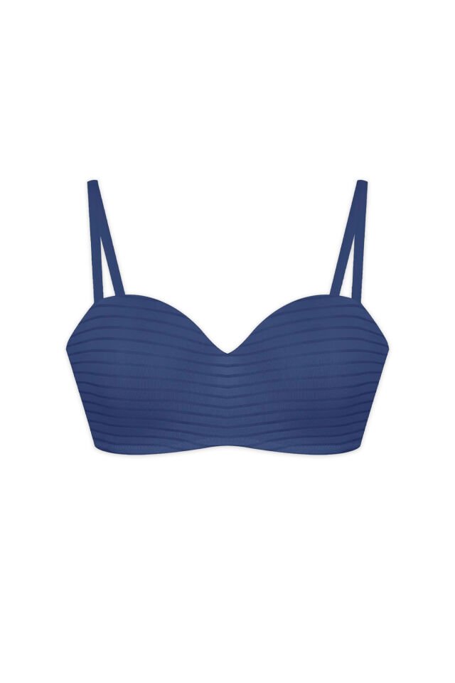 Çok Renkli 3'lü Pamuklu Mikro Kaplı  Straplez Sütyen İndigo - Beyaz - 95B