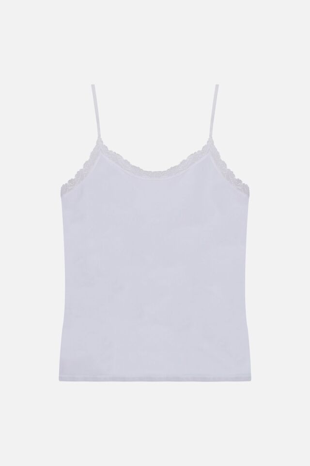 Kadın 2'li Ip Askılı Dantelli - Ayar Halkalı Atlet Siyahbeyaz - L/XL - Siyahbeyaz - L/XL