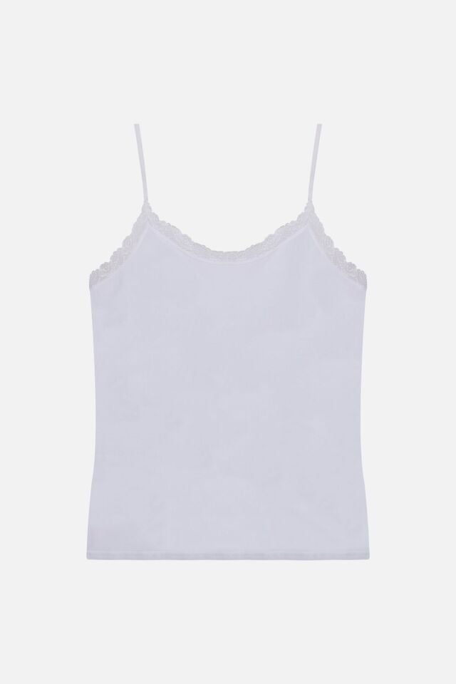 Kadın 2'li Ip Askılı Dantelli - Ayar Halkalı Atlet Siyahbeyaz - L/XL - Siyahbeyaz - L/XL