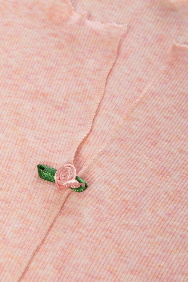 Kadın Pamuklu 3'lü Yeşil Fiyonklu Kaşkorse Pijama Takımı L - Pembe