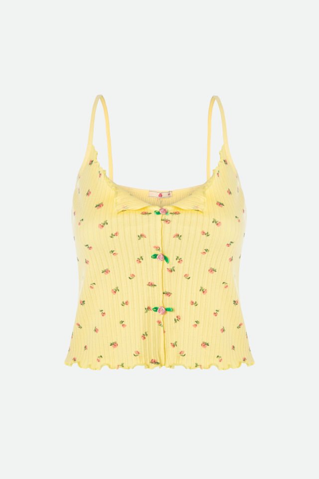 Kadın İnce Askılı Fiyonklu Pamuklu Şortlu Pijama Takımı M