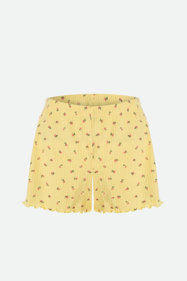 Kadın İnce Askılı Fiyonklu Pamuklu Şortlu Pijama Takımı M
