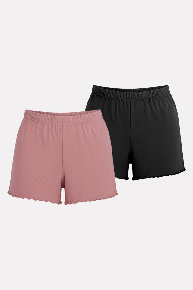 Kadın Pamuklu Baby Overloklu 2'li Şort L-XL