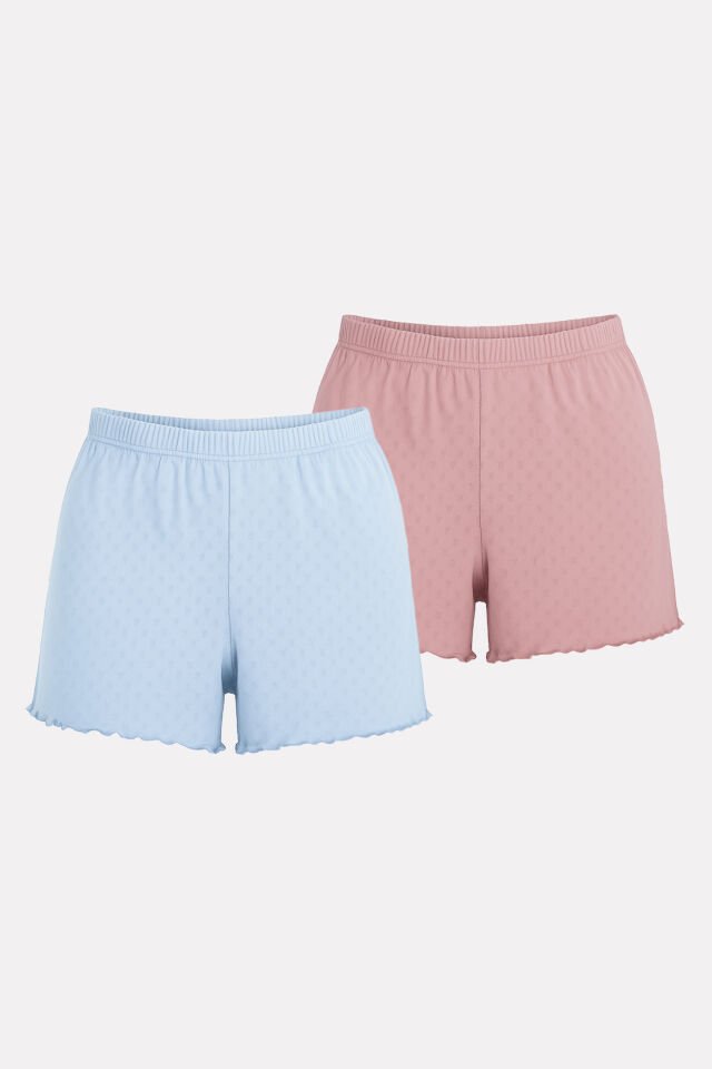 Kadın Pamuklu Baby Overloklu 2'li Şort L-XL