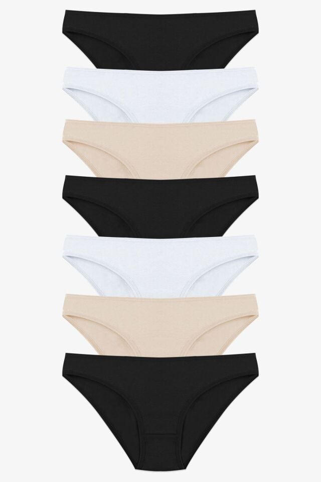 Kadın 7'li Desenli Pamuklu Likralı Külot