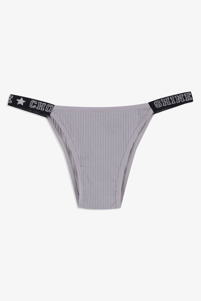 Kadın 3'lü Yazılı Lastikli Fitilli Brazilian Külot bordo-sekerpembe-gri - M - bordo-sekerpembe-gri - M