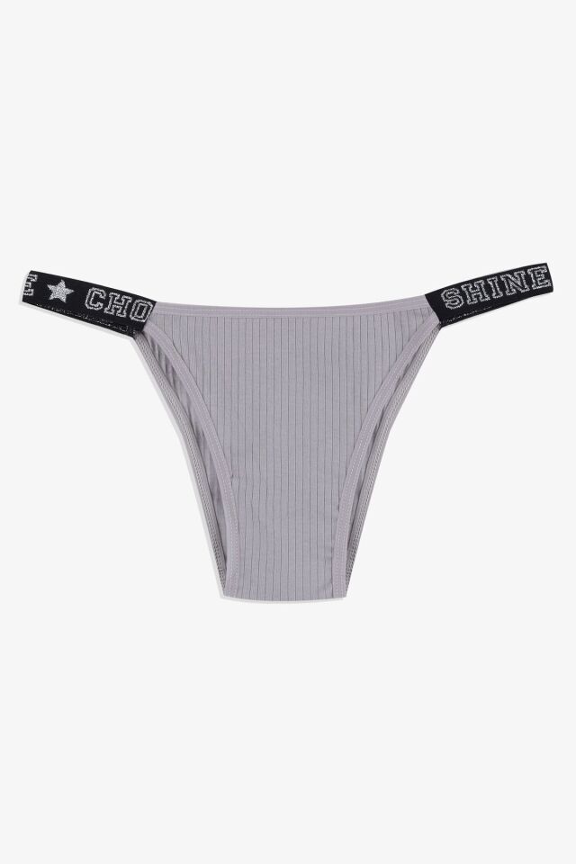 Kadın 3'lü Yazılı Lastikli Fitilli Brazilian Külot bordo-sekerpembe-gri - M - bordo-sekerpembe-gri - M