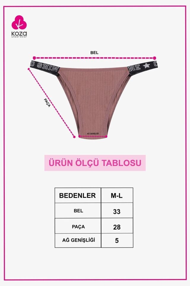 Kadın 3'lü Yazılı Lastikli Fitilli Brazilian Külot bordo-sekerpembe-gri - M - bordo-sekerpembe-gri - M