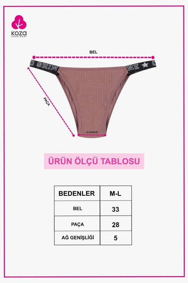 Kadın 3'lü Yazılı Lastikli Fitilli Brazilian Külot bordo-sekerpembe-gri - M - bordo-sekerpembe-gri - M