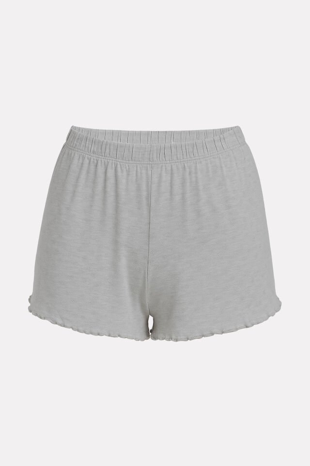 Kadın Pamuklu Baby Overloklu 2'li Şort L-XL - Lacivert - Gri