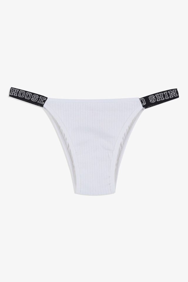 Kadın 3'lü Yazılı Lastikli Fitilli Brazilian Külot siyah-ekru-kahverengi - M - siyah-ekru-kahverengi - M