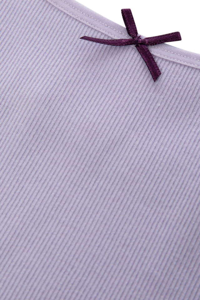 Kız Çocuk Pamuklu Fiyonklu Askılı Şortlu Pijama Takımı Lila - 7-8 Yaş