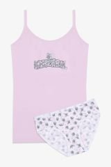 Kız Çocuk Sevimli Fare Desenli Pamuklu Atlet Külot Takım