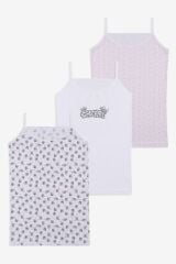 Kız Çocuk 3'lü Penguen Desenli Pamuklu Atlet