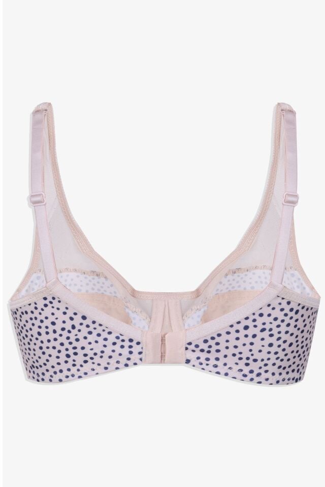 Kadın Puanlı Desenli Tül Detaylı Dolgusuz Toparlayıcı Minimizer Sütyen Ten - 95B - Ten - 95B