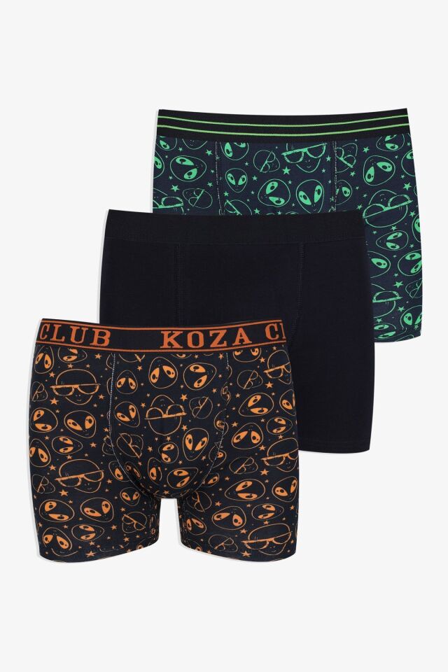 Erkek 3'lü Pamuklu Likralı Boxer