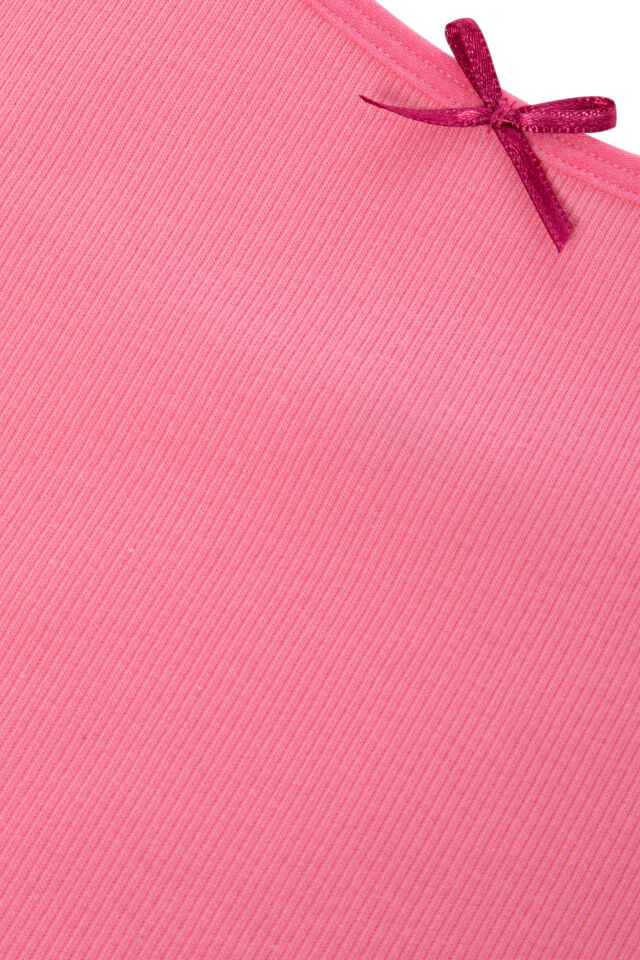 Kız Çocuk Pamuklu Fiyonklu Askılı Şortlu Pijama Takımı Pembe - 7-8 Yaş