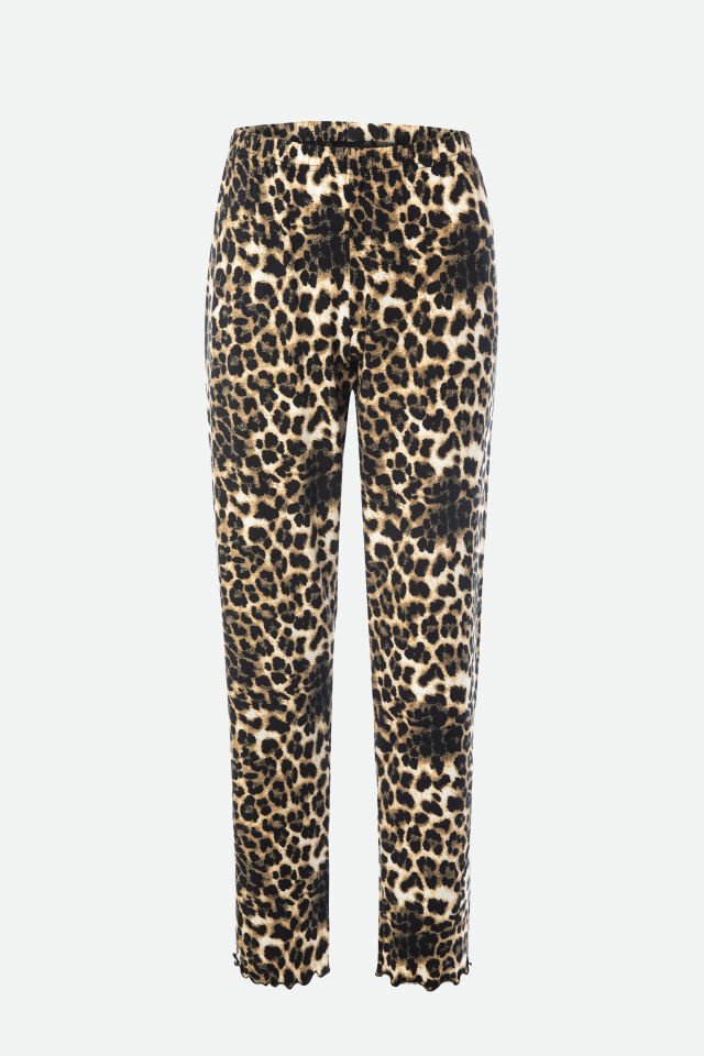 Sevgililer Günü Temalı Kadın Pamuklu Çıtır Çiçek Desenli Baby Overloklu Fiyonklu Uzun Kollu Pijama Takımı XL - Kahvrengi - Siyah