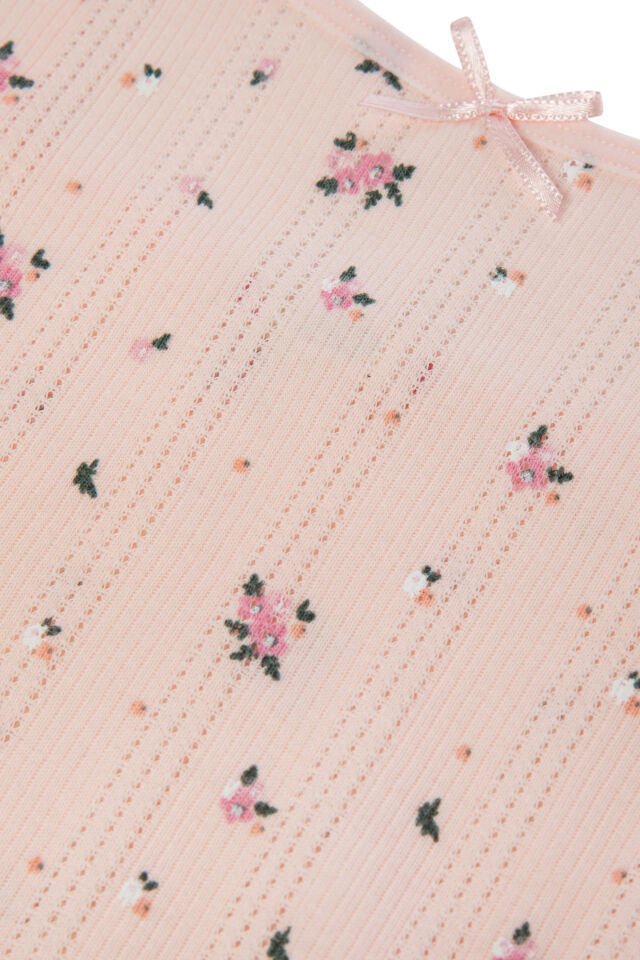 Kız Çocuk Pamuklu Çiçek Desenli Fiyonklu Askılı Şortlu Pijama Takımı Pembe - 5-6 Yaş