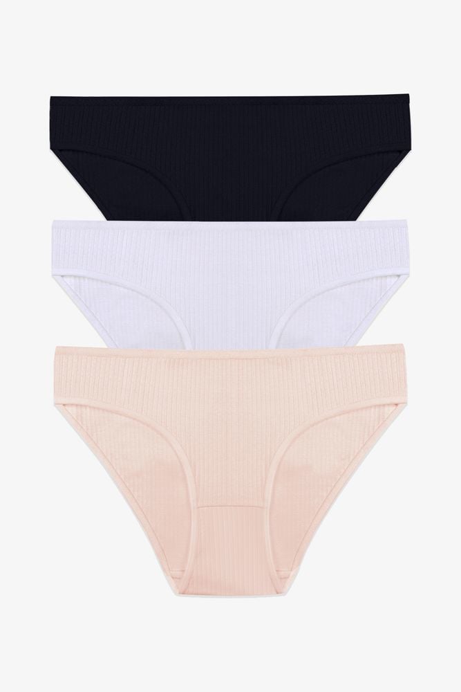 Kadın 3'lü Pamuklu Fitilli Külot