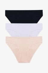 Kadın 3'lü Pamuklu Fitilli Külot