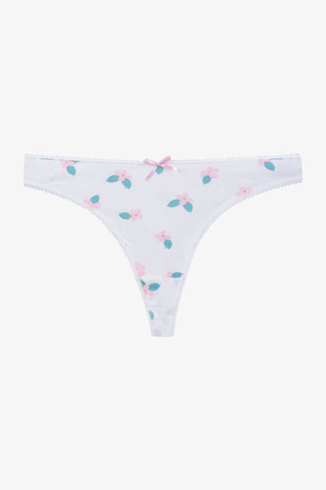 Kadın 3'lü Pamuklu Desenli Tanga