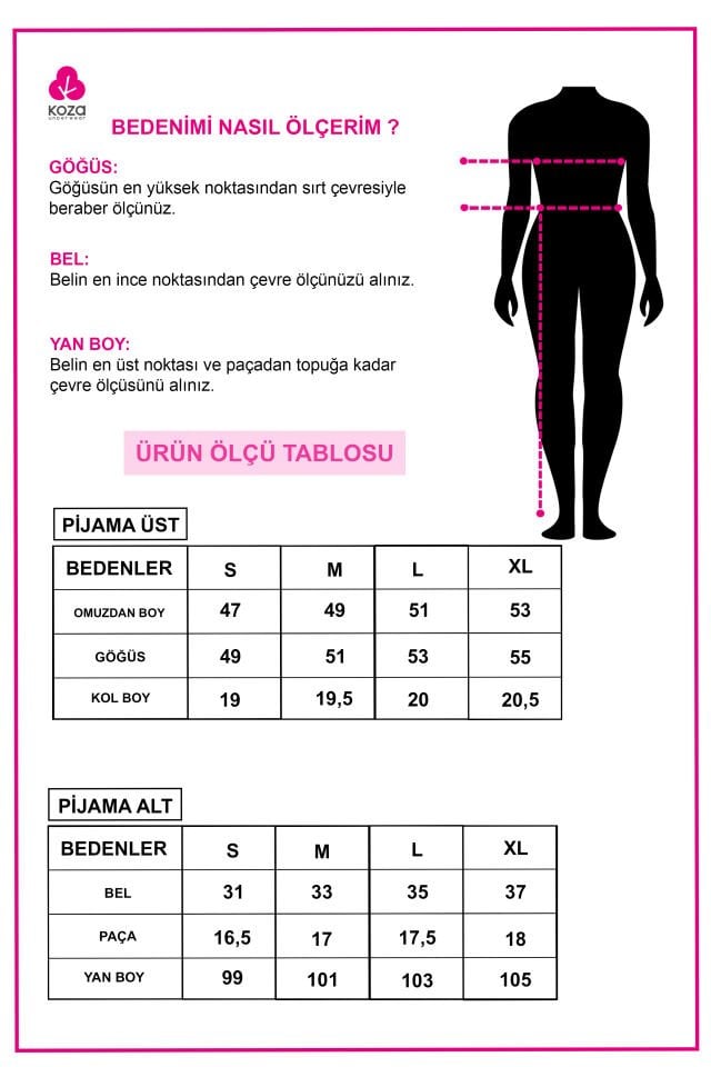 Kadın Gömlek Yaka Rakun Nakışlı Fitilli Örme Pijama Takımı S - Saks