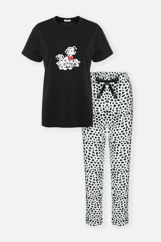 Kadın Pamuklu Dalmaçya Desenli Kısa Kollu Pijama Takımı 72112 - M - 72112 - M