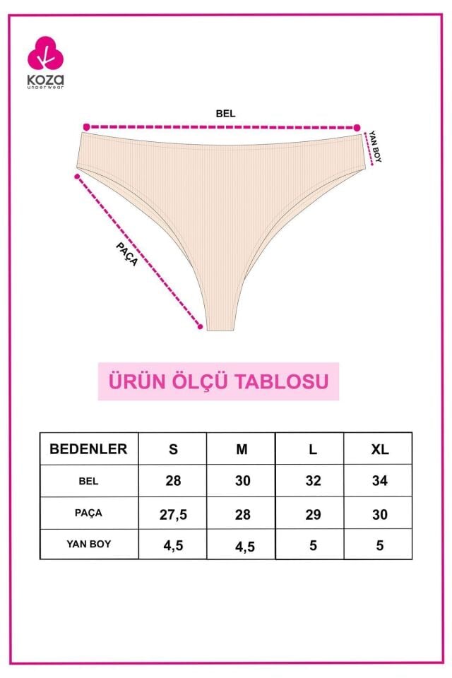 Kadın 5'li Fitilli Brazilian Külot Çok Renkli - M