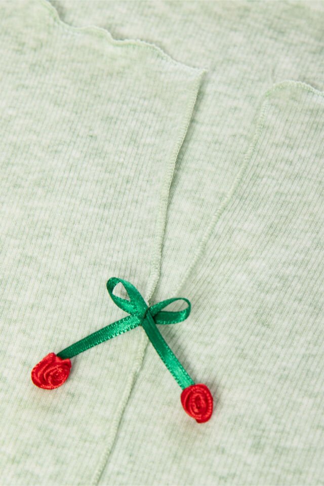 Kadın Pamuklu 3'lü Yeşil Fiyonklu Kaşkorse Pijama Takımı S - Yeşil