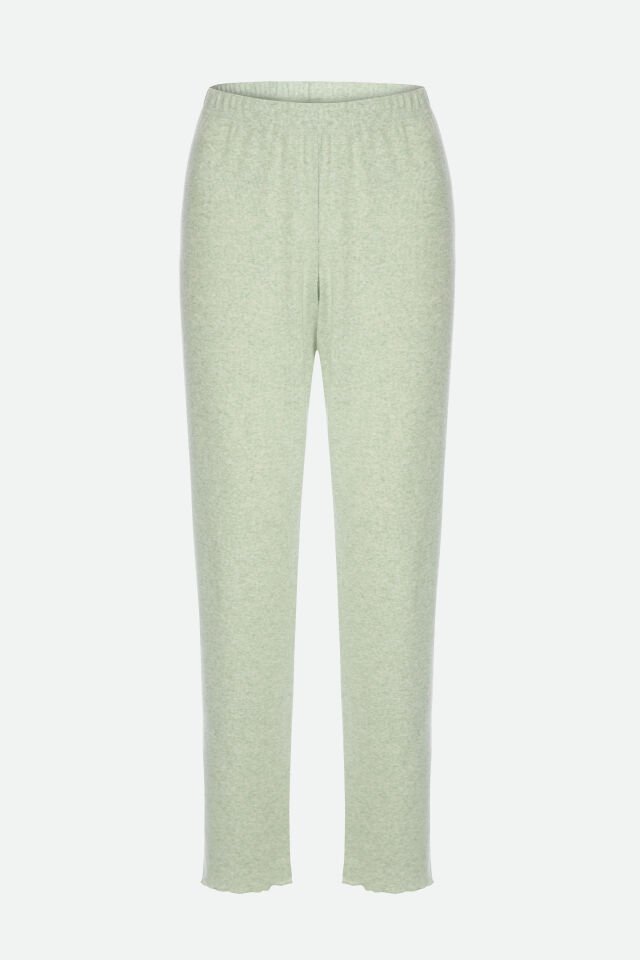 Kadın Pamuklu 3'lü Yeşil Fiyonklu Kaşkorse Pijama Takımı L - Yeşil