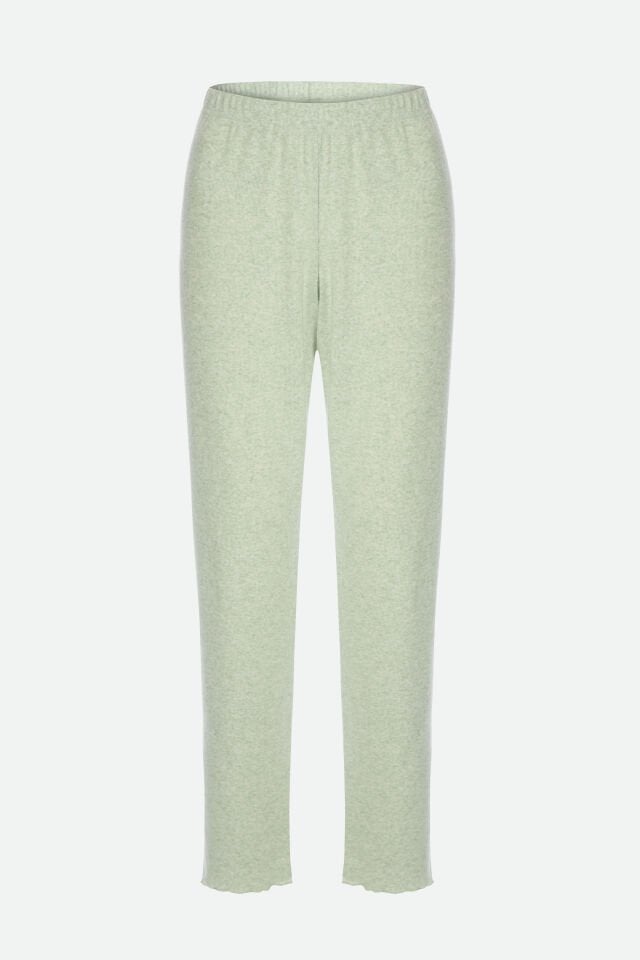 Kadın Pamuklu 3'lü Yeşil Fiyonklu Kaşkorse Pijama Takımı XL - Yeşil