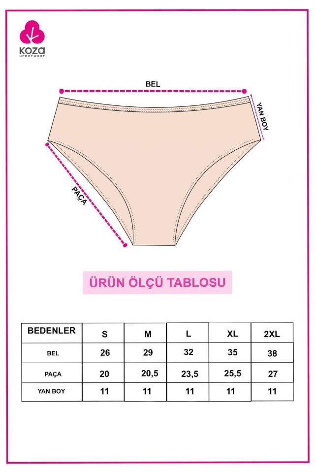Kadın 5'li Geniş Kenar Külot 3Ekru - M