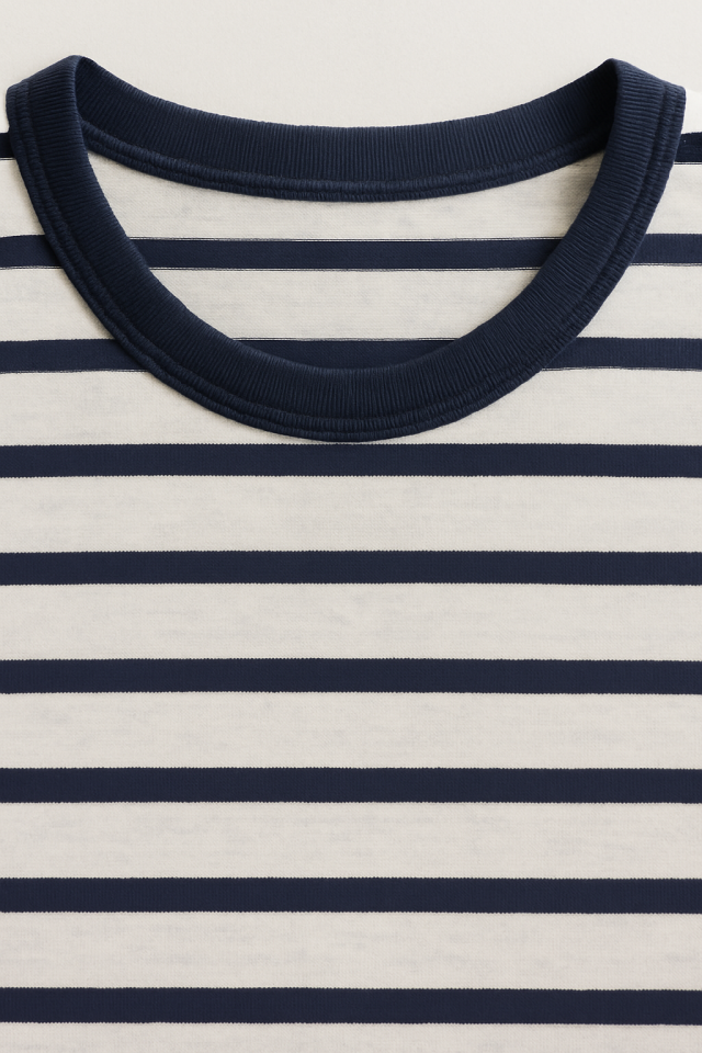 Erkek Pamuklu Lacivert Çizgili Şort Takım