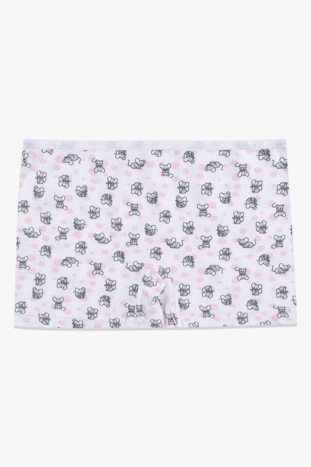 Kız Çocuk 3'lü Desenli Boxer 1052-27 - 5-7 Yaş