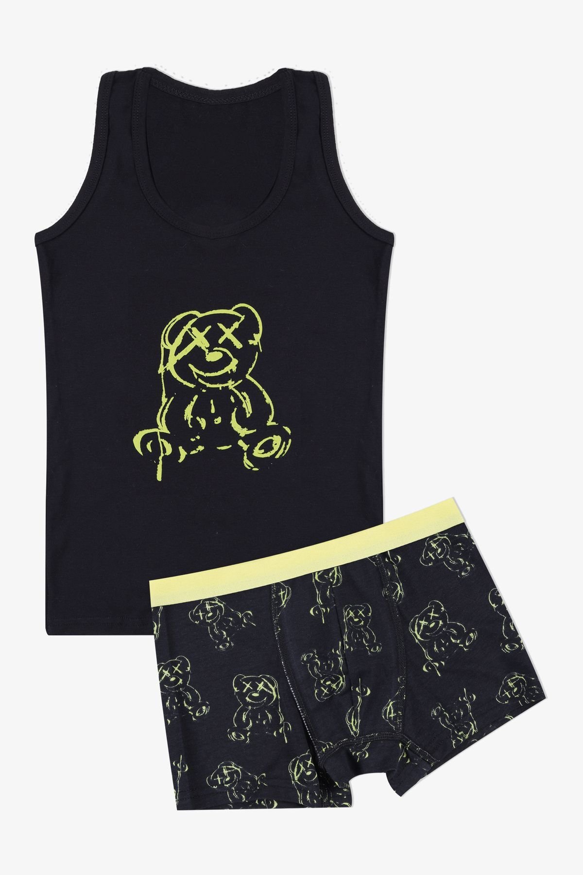 Erkek Çocuk Pamuklu Uzay Baskılı Atlet Boxer Takım