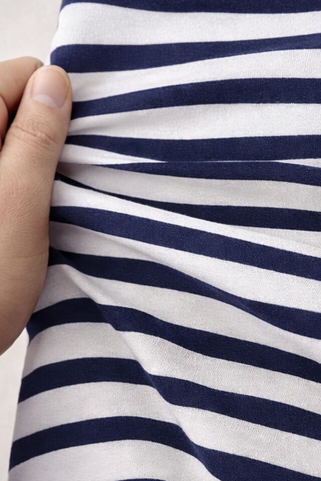 Erkek Pamuklu Lacivert Çizgili Şort Takım M