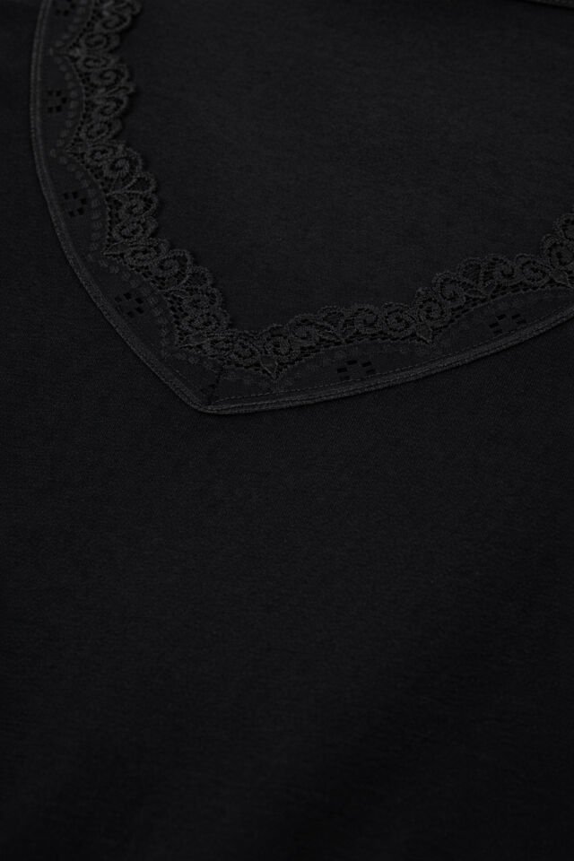 Kadın Viskon Yumuşak Dokulu Kısa Kollu Dantel Detaylı Pijama Takım KO70118 Siyah - M - KO70118 Siyah - M