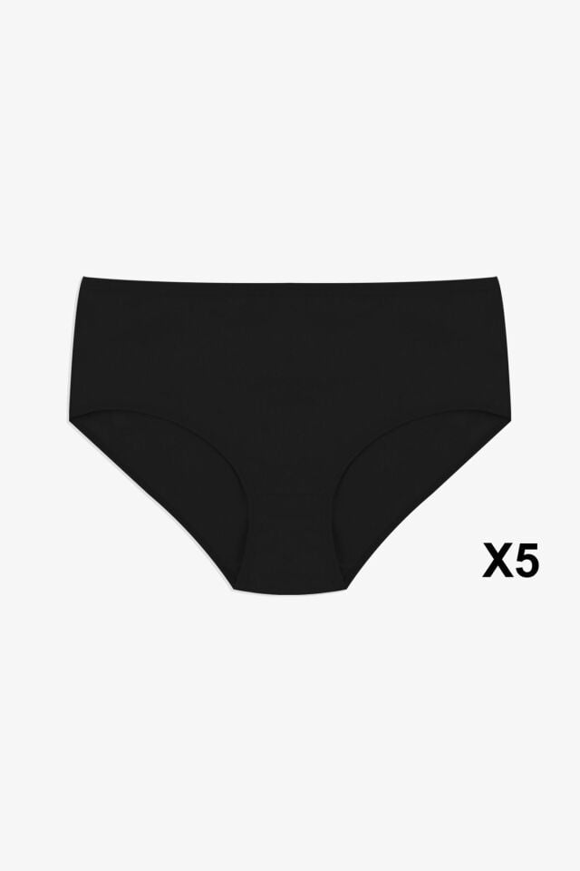 Kadın 5'li Geniş Kenar Külot 2Siyah - L
