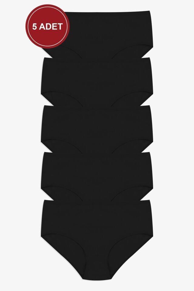 Kadın 5'li Geniş Kenar Külot 2Siyah - 2XL