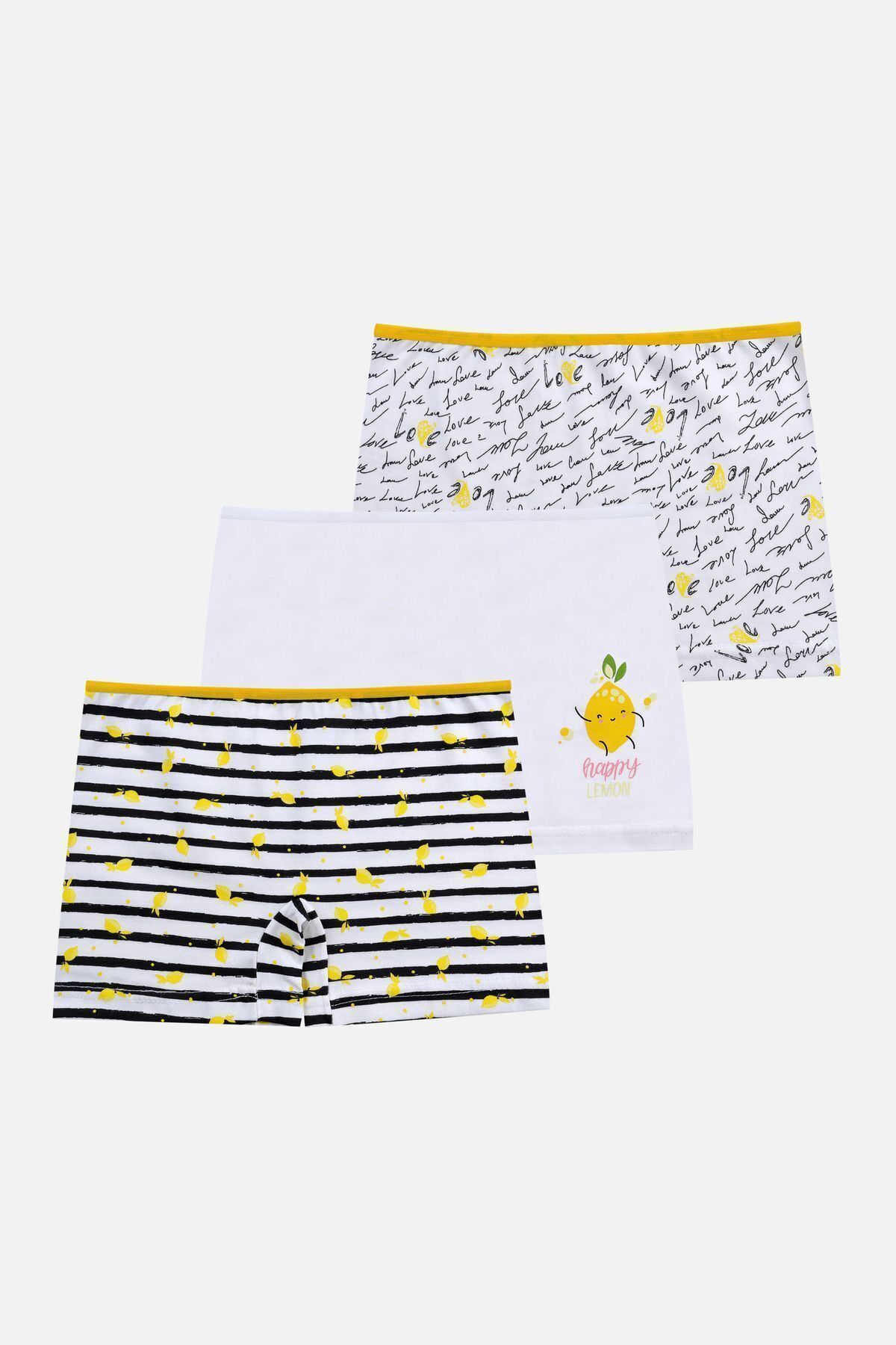 Kız Çocuk 3'lü Desenli Boxer 1052-23 - 9-11 Yaş