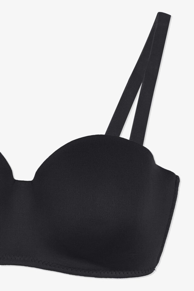 2'Lİ PAKET - Kadın Dolgusuz Mikro Straplez Sütyen 90B - Siyah-Ekru