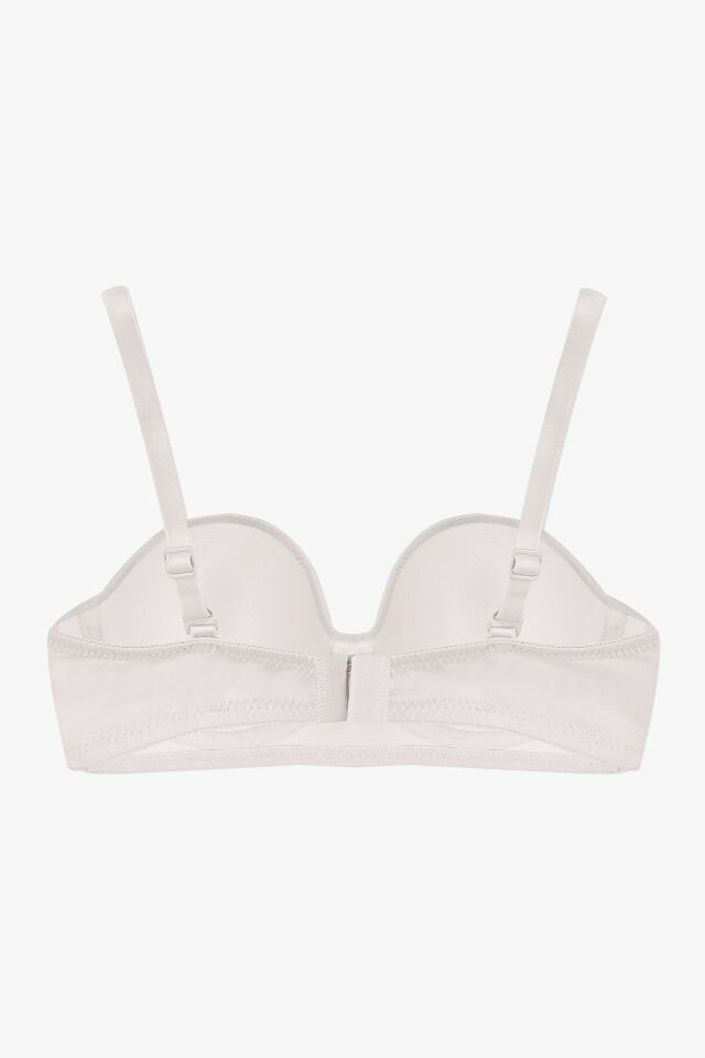 2'Lİ PAKET - Kadın Dolgusuz Mikro Straplez Sütyen 95B - Siyah-Ekru