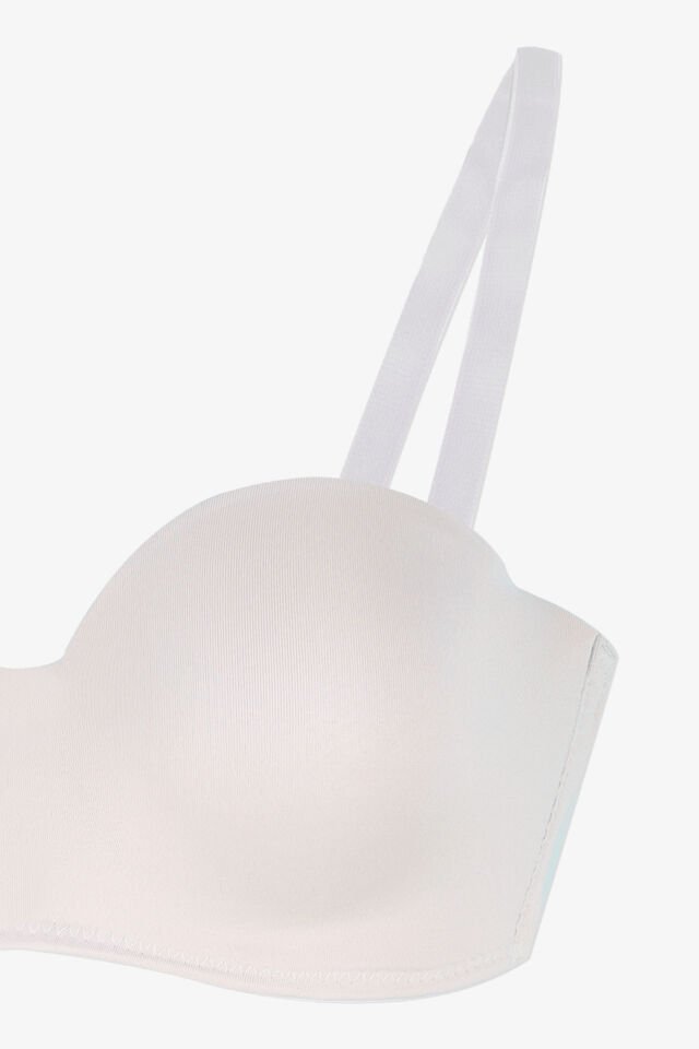 2'Lİ PAKET - Kadın Dolgusuz Mikro Straplez Sütyen 95B - Siyah-Ekru