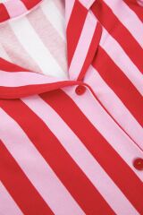 Kadın Çizgili Gömlek Yakalı Pijama Takımı