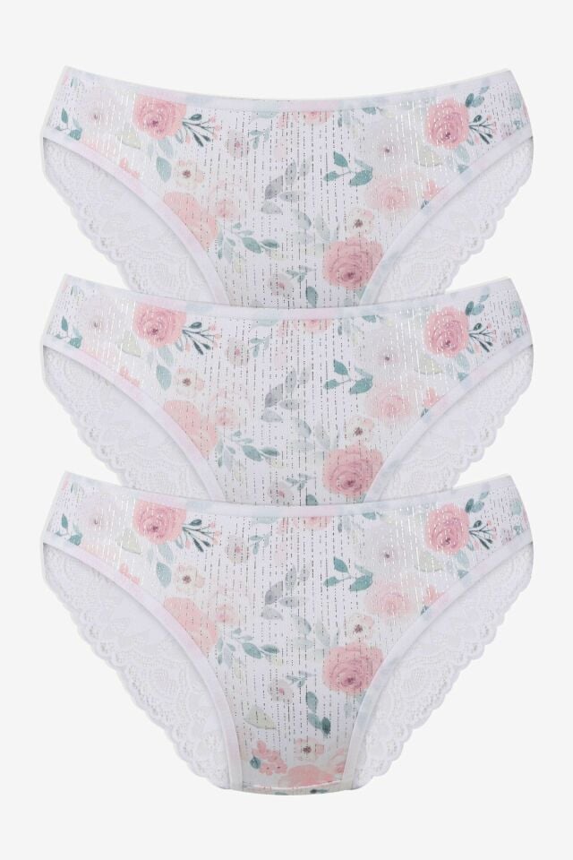 Kadın 3'lü Dantelli - Desenli Külot