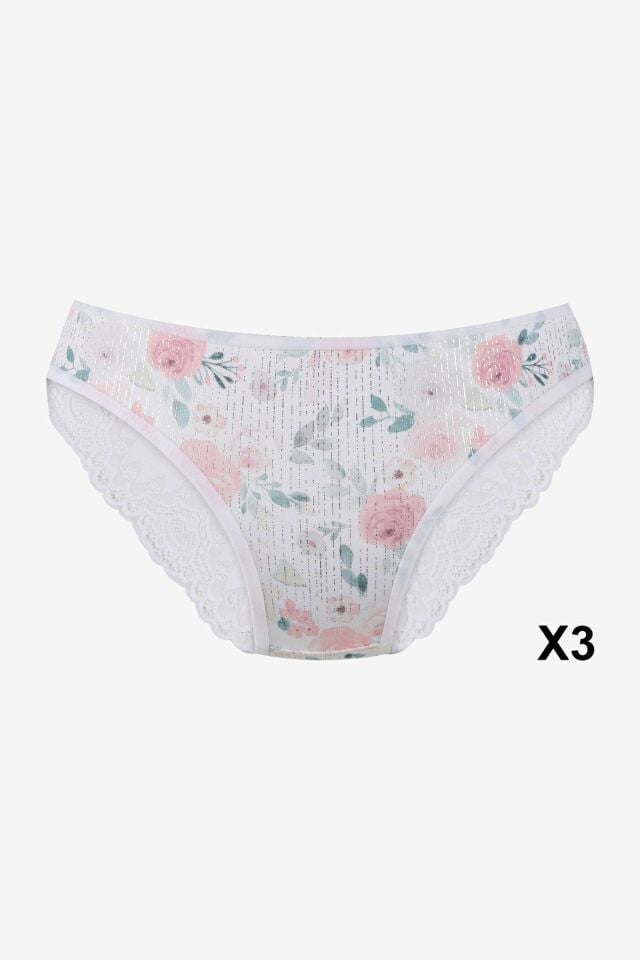 Kadın 3'lü Dantelli - Desenli Külot