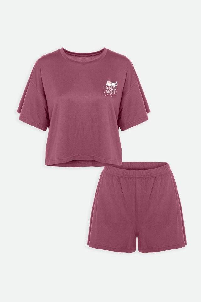 Kadın Yumuşak Dokulu Kısa Kollu Şortlu Pijama Takımı