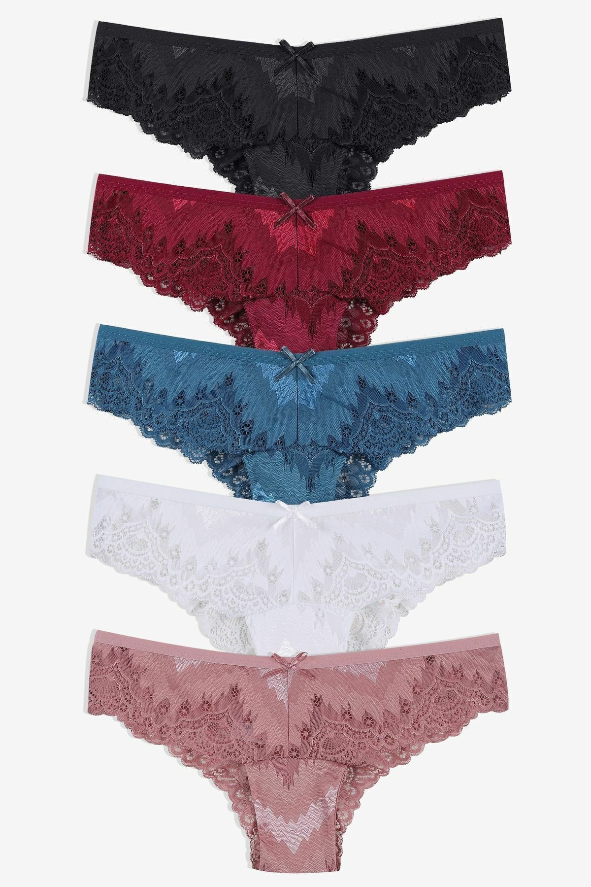 Kadın 5'li Dantelli Fantezi Brazilian Külot